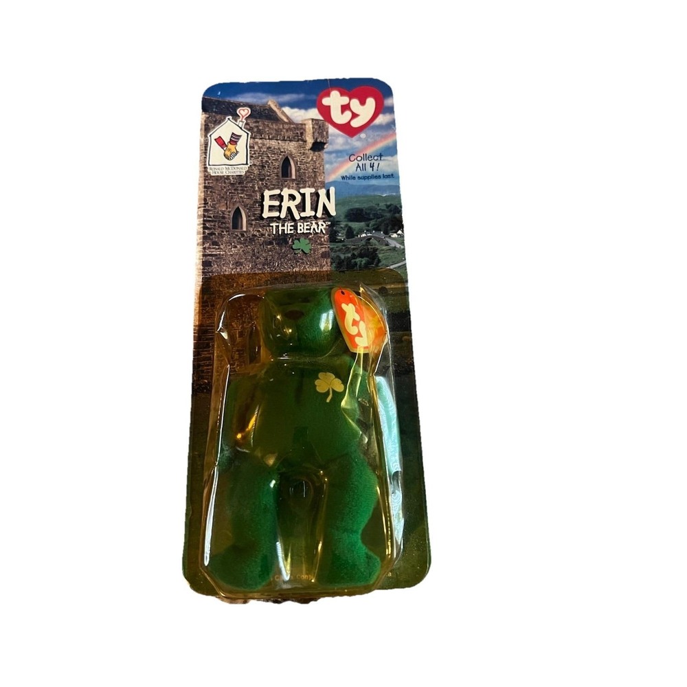 RARE McDonalds Erin the Bear 1999 TY Teenie Beanie Baby With 2 Rare Errors